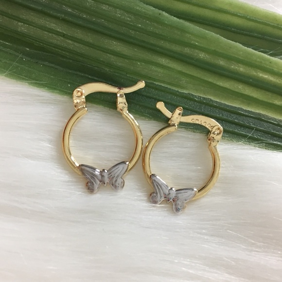 18K GOLD FILLED HOOP EARRINGS. SMALL. CLIP-TOP - Picture 4 of 6